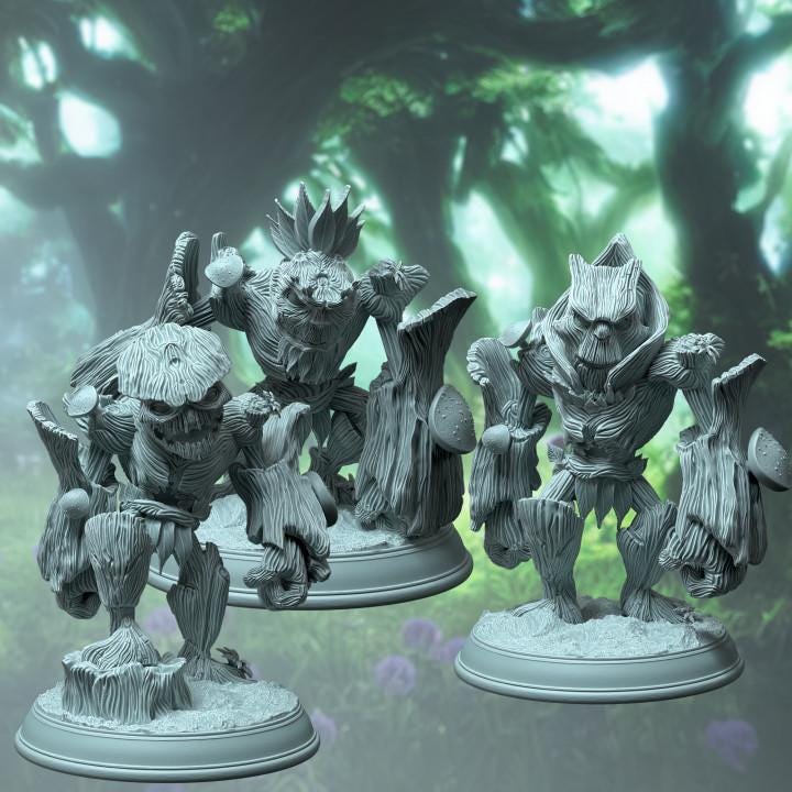 
3pc Treant Saplings DnD Dungeons and Dragons 28mm/32mm TTRPG Fantasy Forest Miniatures DnD 5e Pathfinder Treant Pathfinder