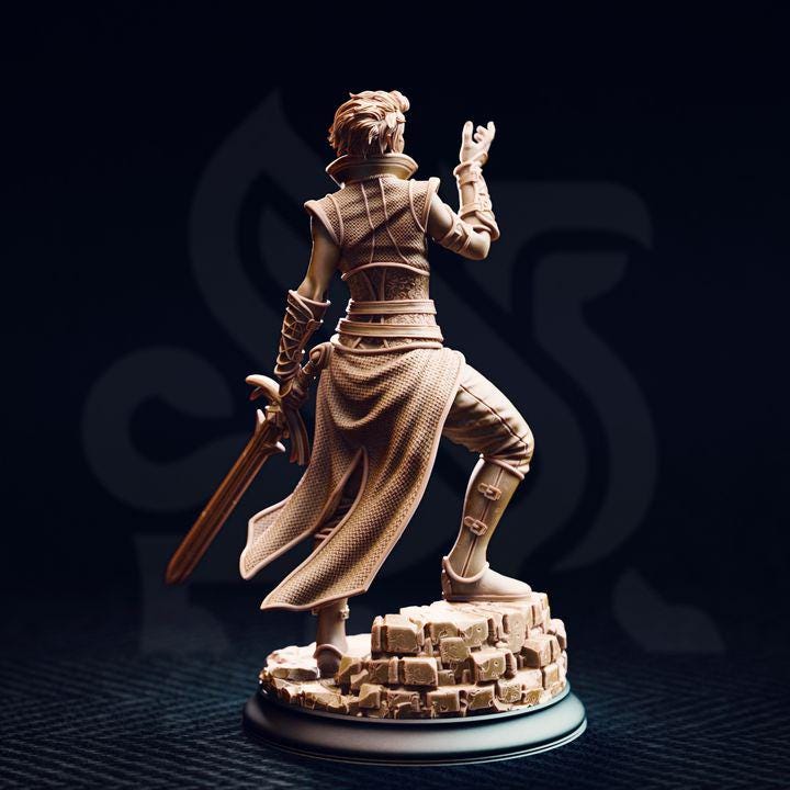 
Half-Elf Hexblade - Karisia of Timberly Dungeons and Dragons 28mm/32mm/38mm Mini RPG Tabletop Miniature DnD Painting Pathfinder 5e DnD - DmS