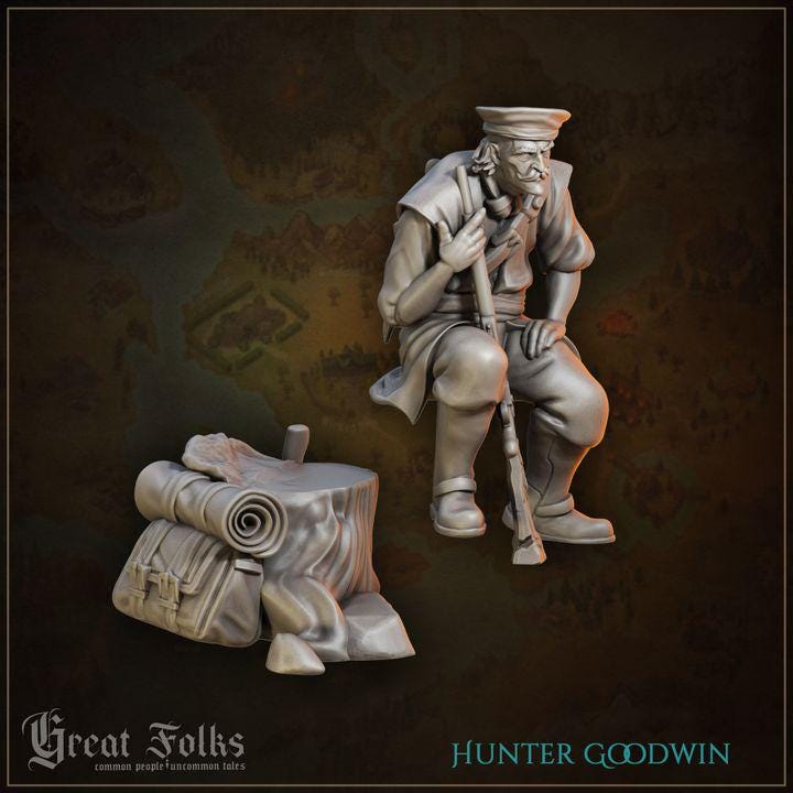 
2pc Hunters Townsfolk NPCs A Lucky Shot DnD Dungeons and Dragons 28mm/32mm TTRPG Fantasy Wargame Bird Prey Miniatures Miniature Villagers