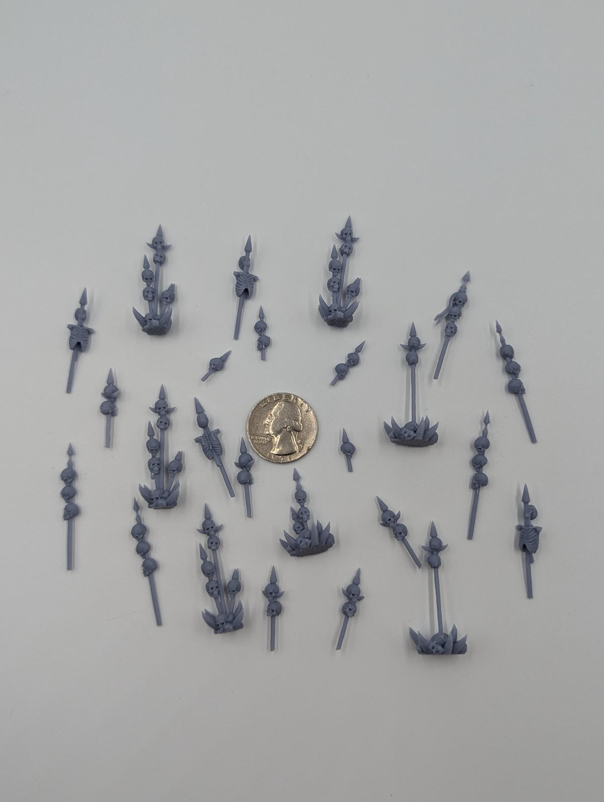 
Skulls on Spears DnD Dungeons and Dragons 28mm/32mm Chaos Skulls TTRPG Fantasy Wargame Miniatures Basing materials and bits Bone Scatter