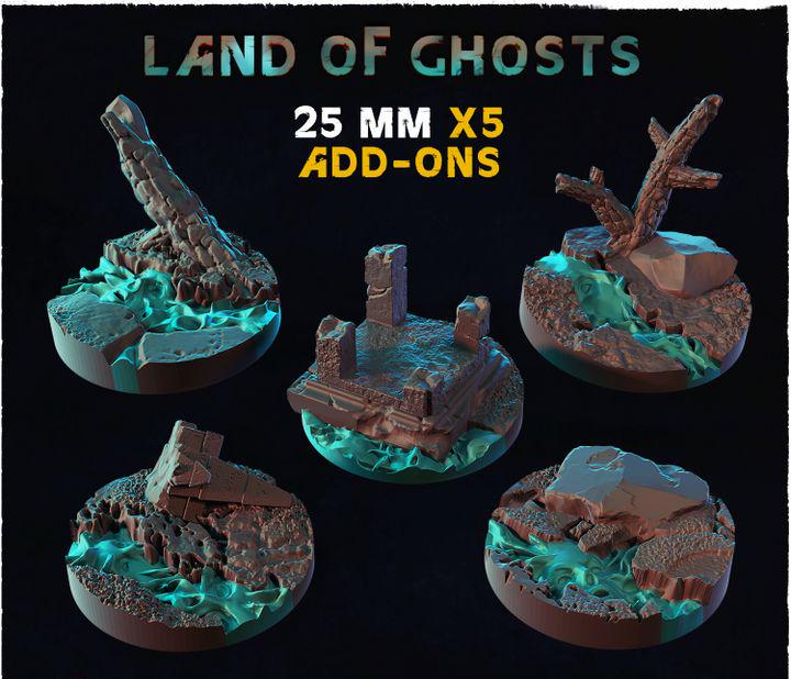 
Land of Ghosts Base Toppers Scatter Base Terrain 25mm Toppers Miniature Base Scatter Terrain DnD Dungeons and Dragons RPG MiniaturesZbW