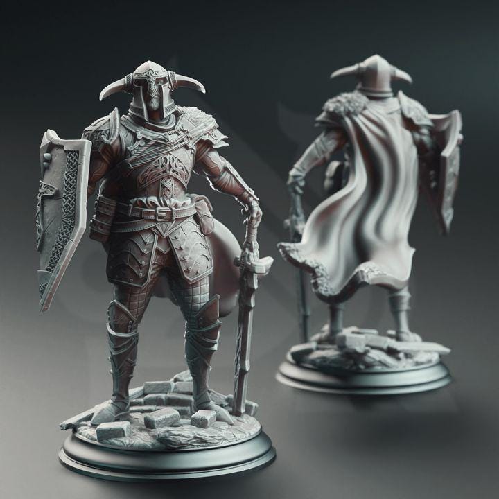 
Paladin Fighter Nordic Miniature Dungeons and Dragons Warrior Mini RPG Tabletop Miniature DnD Painting Pathfinder 5e DnD Lizarin - DmS