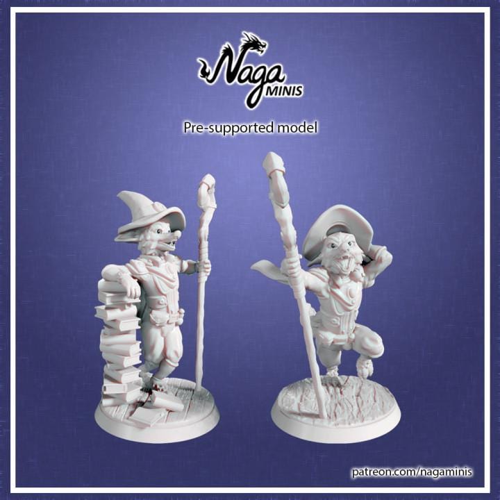 
2 pc Fox Wizard Male DnD Dungeons and Dragons  28mm 32mm D&D Wargame Miniatures for Dioramas TTRPG Fantasy - Nm