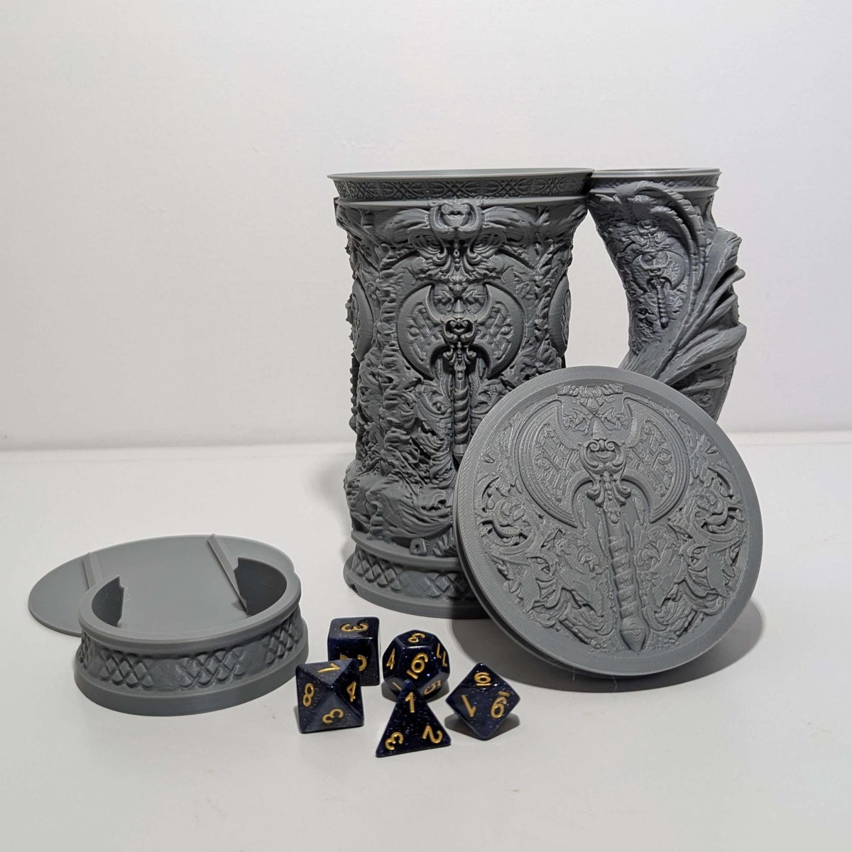 
Barbarian Tankard Dice Vault and Tower 3D Printed DnD Dice Holder, RPG Gift for Tabletop Players and Dungeons and Dragons, FatesEnd