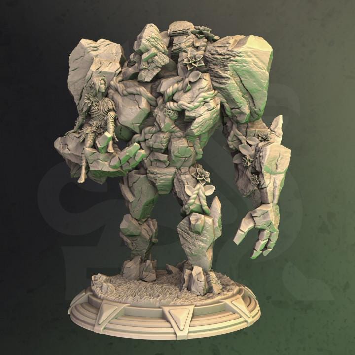
Elven Druid and Rock Golem