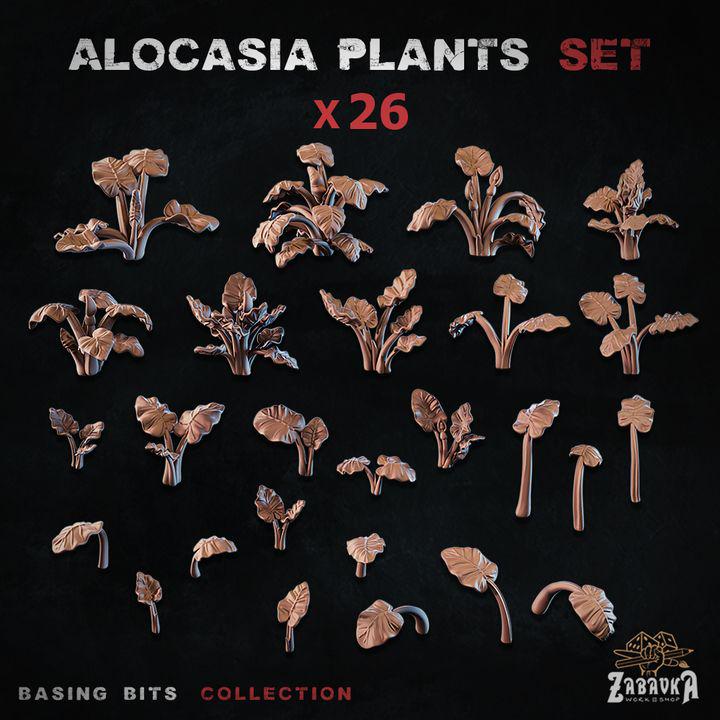 
26pc Alocasia Plants Basing Bits (Plants) 28mm/32mm Scale Scatter Terrain Basing Materials Tropical Jungle Adventure Flora Scenery Elements