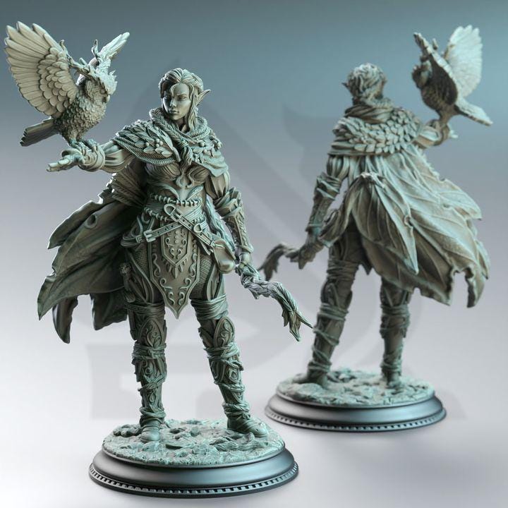 
Elf Feywalker Ranger Dungeons and Dragons 28mm/32mm/38mm Mini RPG Tabletop Miniature DnD Painting Pathfinder 5e DnD Jesmira - DmS