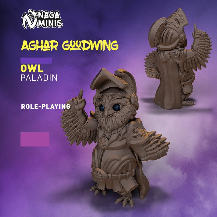 
Owl Folk Paladin RP DnD Dungeons and Dragons 28mm/32mm Fantasy RPG Game 3D Printed Miniature Owl Paladin DnD Pathfinder