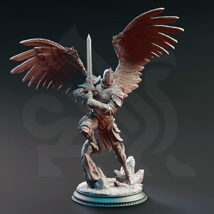 
3pc Angelic Warriors Dungeons and Dragons Winged Celestial Angels Mini RPG Tabletop Miniature DnD Painting Pathfinder 5e DnD Syelden- DmS