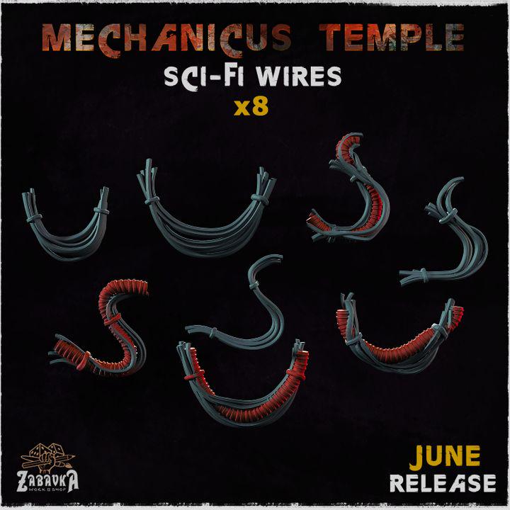 
8pc Sci-fi Wires - Basing Bits (Mechanicus Temple) 28mm/32mm Sci-fi Fantasy Wargaming Scatter 40K Cyberpunk City Battle Scenery ElementsZbW