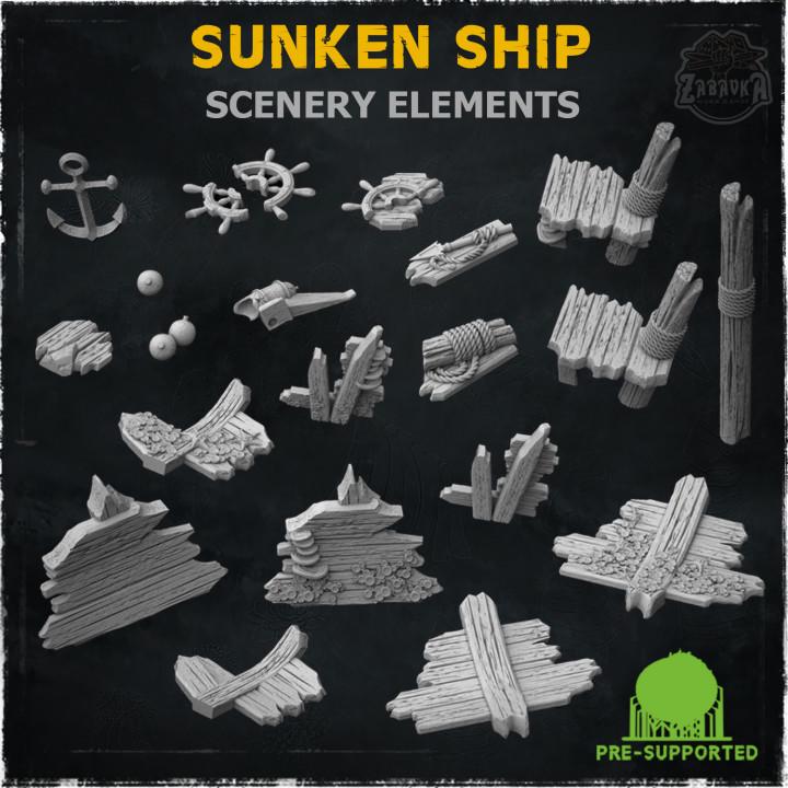 
21pc Sunken Ship Scenery Elements Wargame Basing bits 28mm/32mm Nautical Fantasy Maritime Wargaming Pirate Shipwreck Scatter TerrainZbW