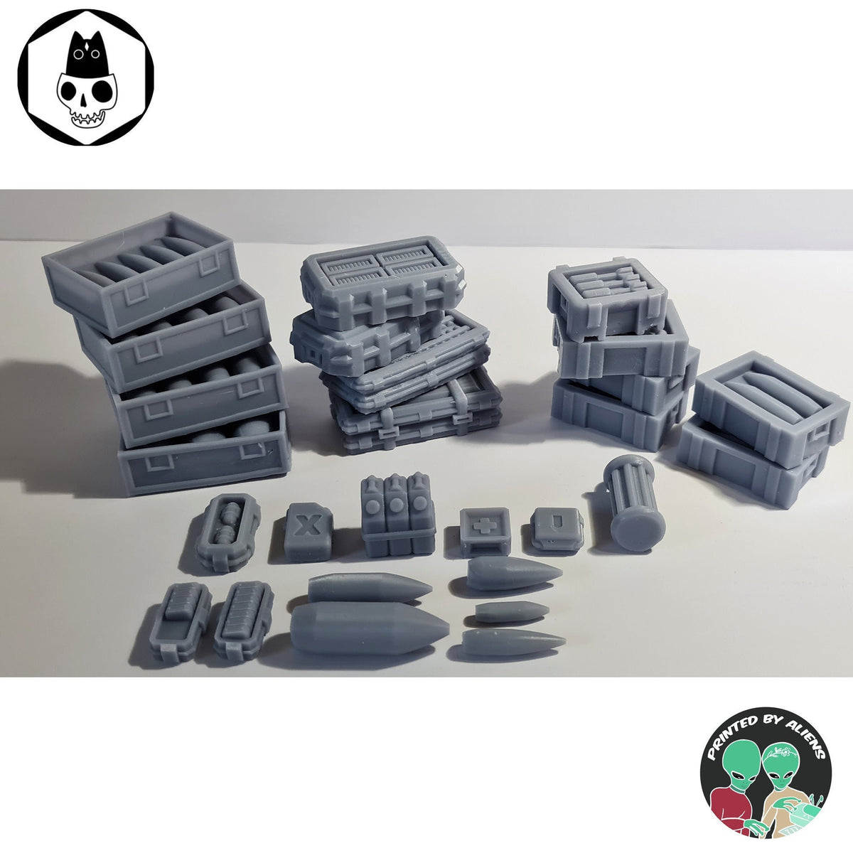 
Ammo and Containers DnD Dungeons and Dragons Tabletop RPG Wargame Scatter Terrain 28mm/32mm Ammo Loot Wargaming Miniatures Scifi Terrain