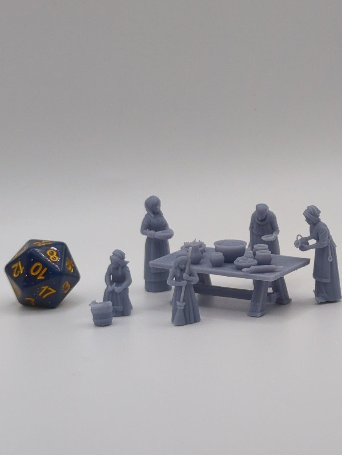 
Tavern Cooks DnD Dungeons and Dragons TTRPG Wargame Scatter Terrain Female Cook NPCs Townsfolk NPCs Wargame Miniatures Food Diner