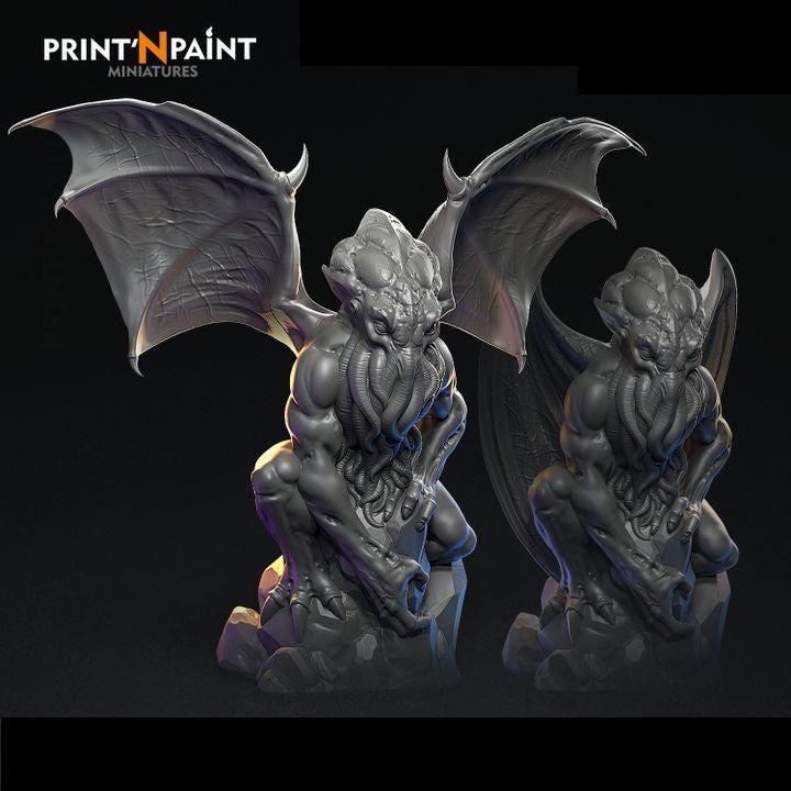 
Cthulhu Spawn – Gray PLA – 28mm / 32mm / 35mm / 54mm –PnP