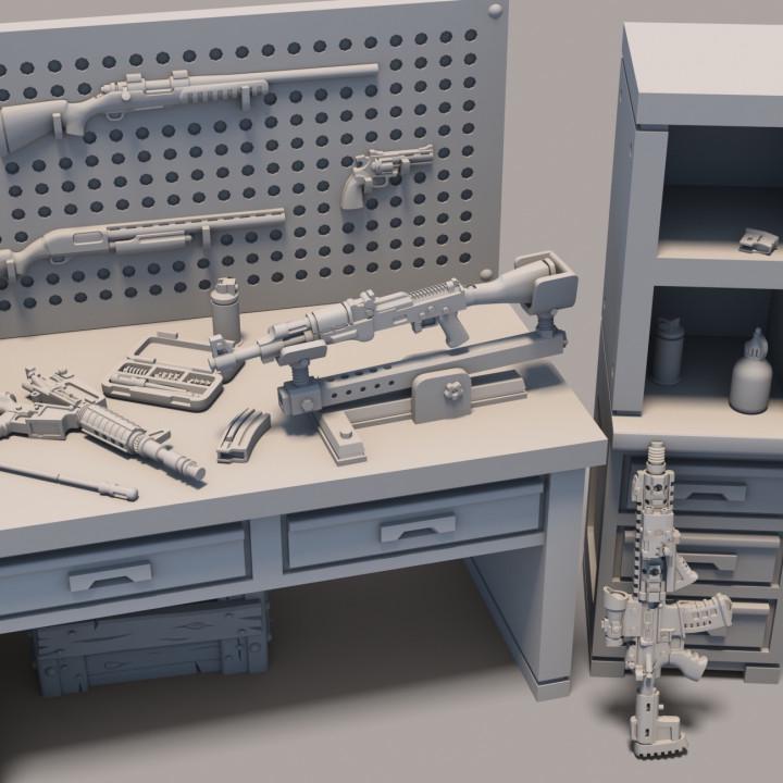 
Gun Workshop Miniature Set DnD Dungeons and Dragons 28mm/32mm Gun Miniatures Scatter Scenery Furniture TTRPG Wargame Set 5e Pathfinder