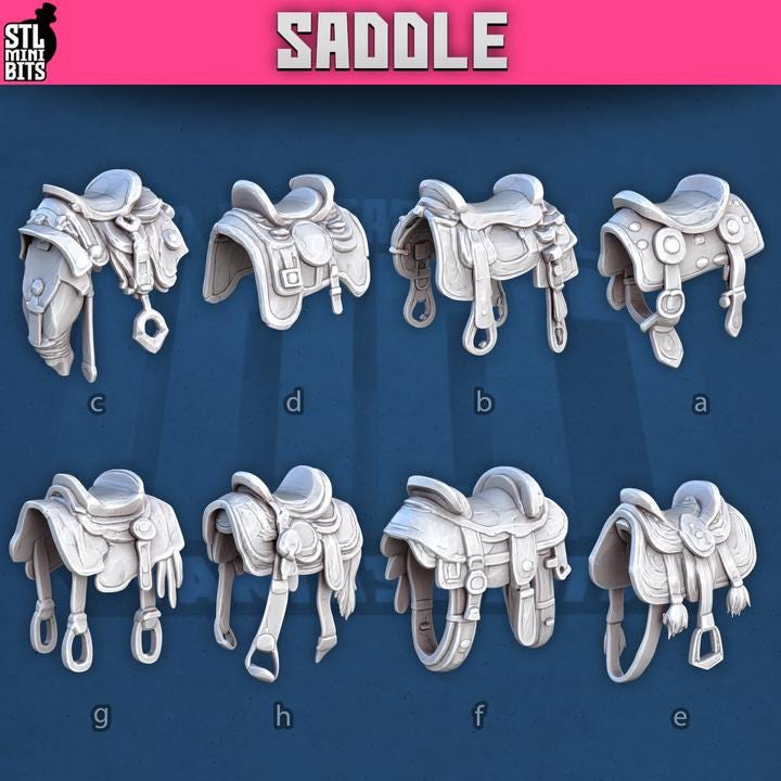 
Horse Saddle Miniatures for Dungeons and Dragons 28mm/32mm Basing Bits DnD Scatter Scenery Scatter D&D TTRPG Mini Basing Material - STL