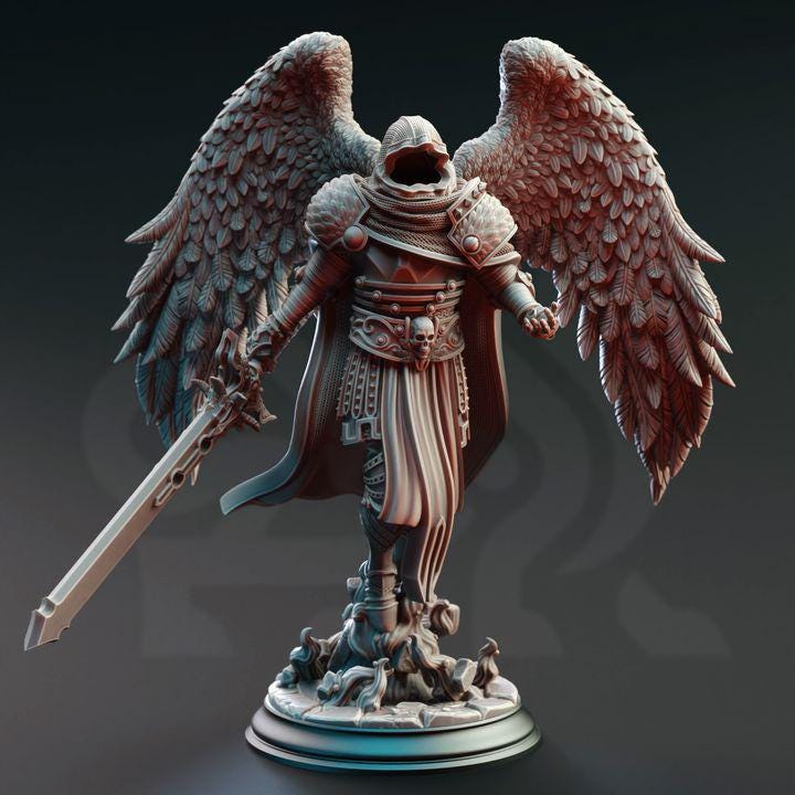 
Soul reaper Angel DnD Dungeons and Dragons 28mm/32mm Fantasy Miniature DnD 5e Pathfinder Eranemeli the Soulbringer Winged Warrior Celestial