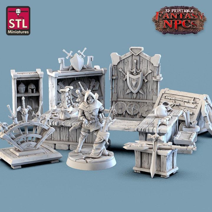 
Weapons Merchant Set, DnD, Dungeons and Dragons, Fantasy Weapons Props, Vendor, Wargame Weapons, D&D Weapon Racks, TTRPG