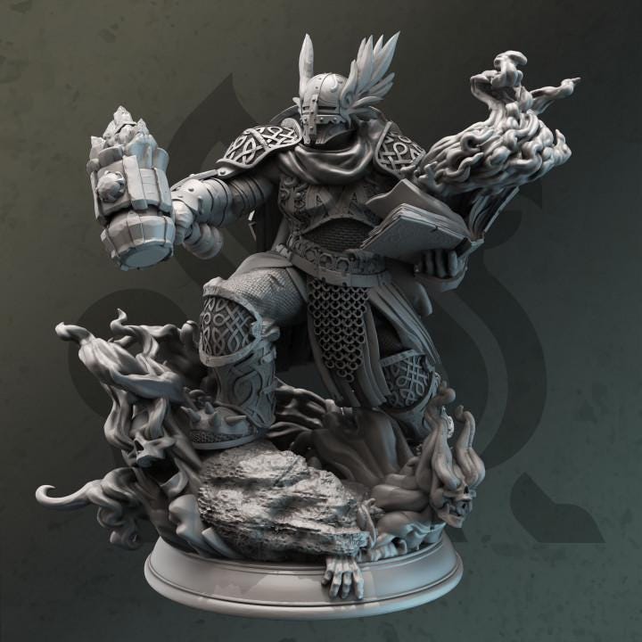 
Fiery Forge Cleric DnD Dungeons and Dragons 28mm/32mm TTRPG Fantasy Wargame Cleric Holy Warrior DnD 5e Pathfinder Detailed 12K Miniatures