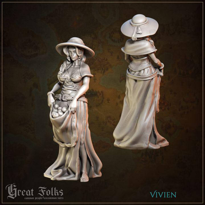 
Vivien Female Townsfolk NPC DnD Dungeons and Dragons 28mm/32mm TTRPG Wargame Fantasy Villager NPC Market Diorama Figurine