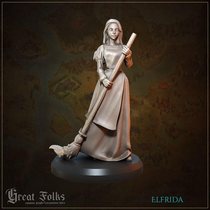 
12pc Villagers Set DnD Dungeons and Dragons 28mm/32mm Commoners TTRPG wargame NPCs townsfolk Pregnant Lady Farmers Children Grandma Animals