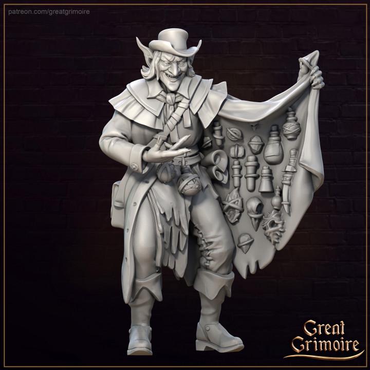 
Trafficker of Stolen Potions for Dungeons and Dragons 28mm/32mm TTRPG Potion Market Dealer Witch Figurine - GG