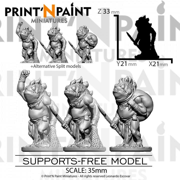 
3 Kuo-Toa Fishers Miniatures – Dungeons and Dragons Underwater RPG Creatures for DnD 5e Tabletop Encounters & Fantasy Battles –PnP