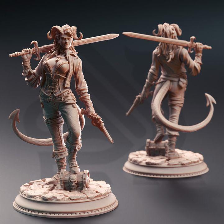 
Female Tiefling Rogue Dungeons and Dragons 28mm/32mm/38mm Mini RPG Tabletop Miniature DnD Painting Pathfinder 5e DnD Syntheia - DmS