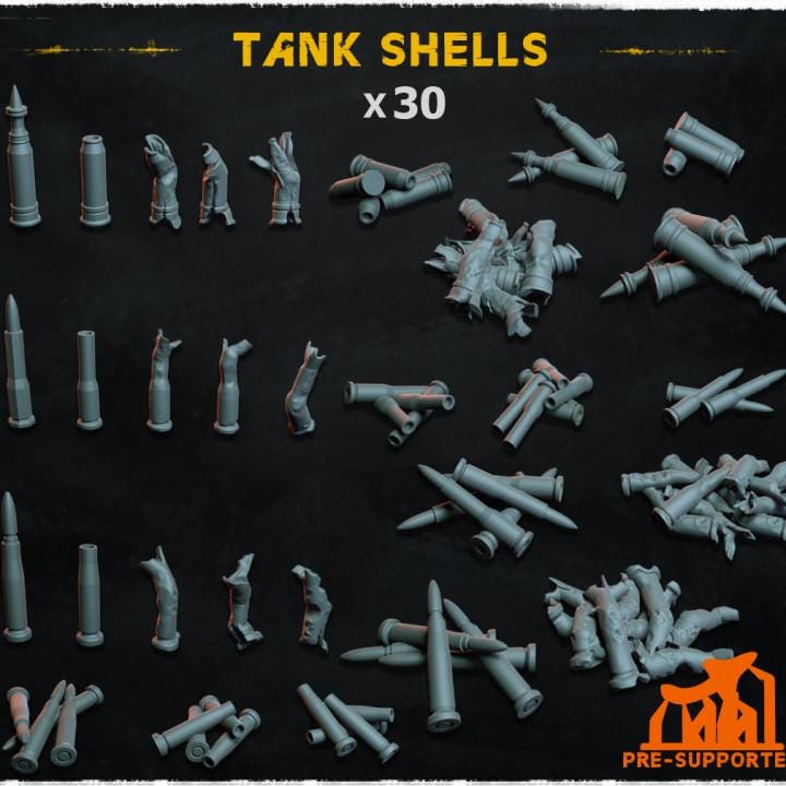 
30pc Tank Shells (Basing Bits 1.0) 28mm/32mm Scale TTRPG Astra Fantasy Battlefield Basing Military Scenery Elements Tank Shell ScatterZbW