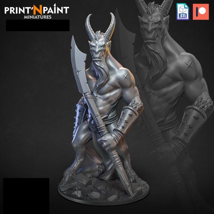 
Headhunter Beastmen Miniature – Dungeons and Dragons DnD 5e Pathfinder RPG Tabletop Fantasy Figure –PnP