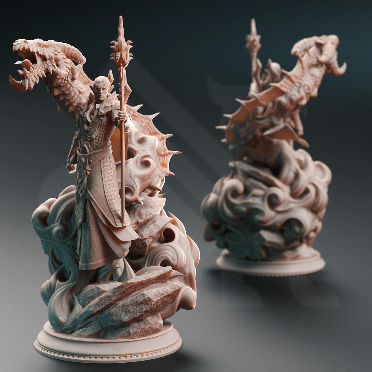 
A Powerful Draconic High Elf Sorcerer for DnD Dungeons and Dragons 28mm/32/38mm Dragon