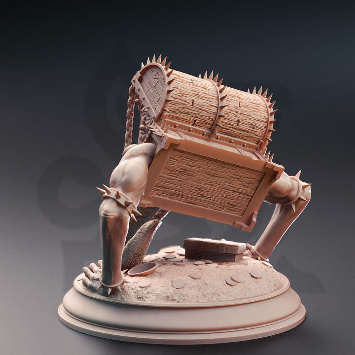 
Treasure Mimic Miniature Dungeons and Dragons 28mm/32mm/38mm Mini RPG Tabletop Miniature DnD Painting Pathfinder 5e DnD Monster Figure - DmS