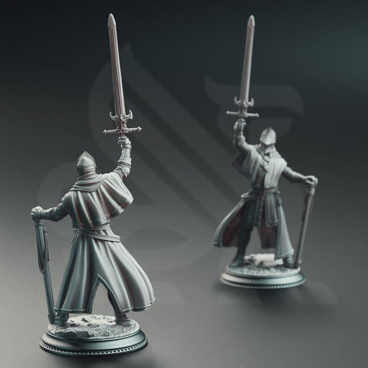 
Priest Knight Miniature Dungeons and Dragons 28mm/32mm/38mm Mini RPG Tabletop Miniature DnD Painting Pathfinder 5e DnD Vicar Atticus - DmS