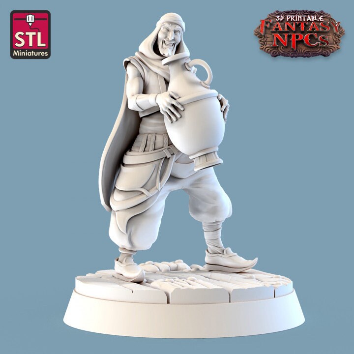 
Pottery Miniature Vendor DnD Dungeons and Dragons 28mm/32mm Potter Miniature Vase TTRPG Fantasy Scatter Terrain Dollhouse Furniture Diorama
