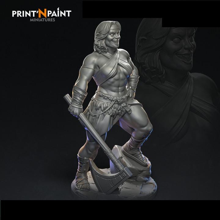 
Brute Amazon Miniature – Dungeons and Dragons RPG Tabletop Figure Pathfinder 5e –PnP