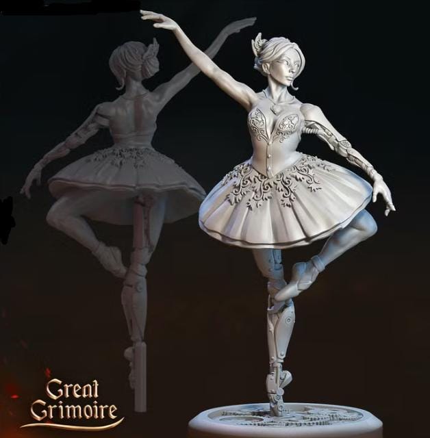 
Ballerina Dancer Miniature Dungeons and Dragons 28mm/32mm Ballet Girl Clockwork Mini RPG Tabletop Miniature DnD Painting Pathfinder 5e - GG