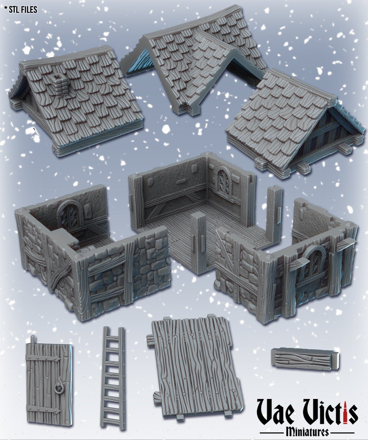 Cottage House DnD Dungeons and Dragons 28mm/32mm Wargame Tavern DnD Scatter Terrain TTRPG Building Brick Diorama Brick Cottage