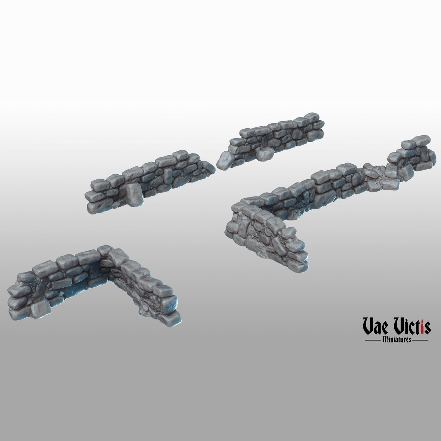 13pc Stone Walls DnD Dungeons and Dragons 28mm/32mm Miniature Scatter Terrain props for Farm Medieval Village TTRPG Fantasy Wargame Brick