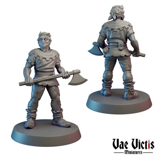 8pc Angry Villager Ruffians DnD Dungeons and Dragons 28mm/32mm DnD Mob Townsfolk Human Fighters TTRPG Fantasy Wargame Miniatures Pathfinder