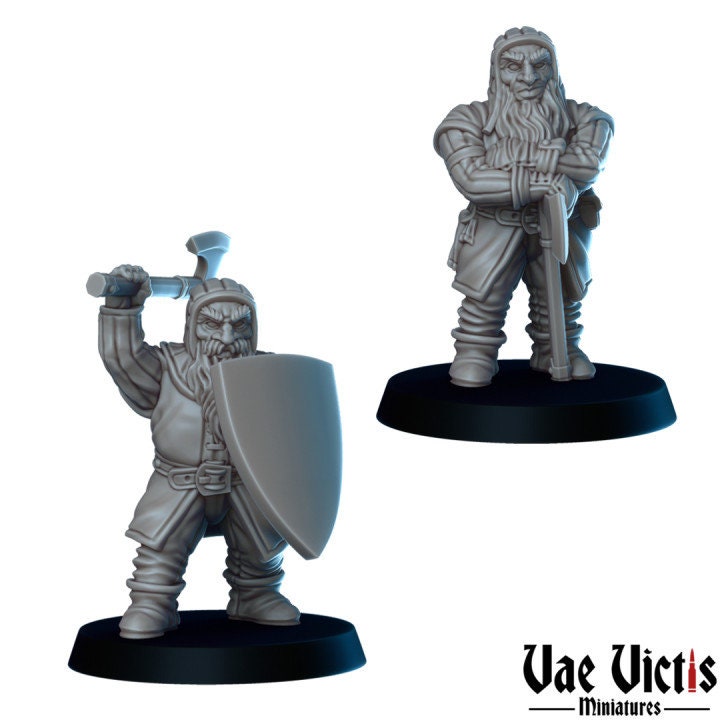 12pc Dwarf Warriors DnD Dungeons and Dragons 28mm/32mm Armoured Guards DnD Fighter DnD Warriors Wargaming Miniature NPCs Scatter Corpse