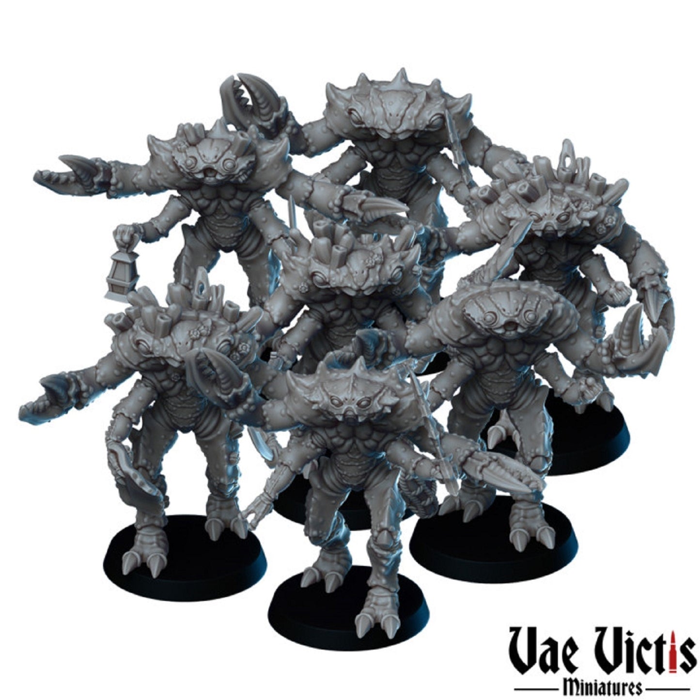 7pc Crab Folks DND Miniature Set Dungeons and Dragons D&D DnD Monsters Crabfolk Miniatures Pathfinder Fantasy Wargaming Miniatures