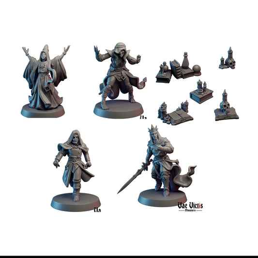 4pc Cultist Leaders Squad DnD Dungeons and Dragons Miniature Cultist Army Tabletop games D&D War Games 28mm 32mm by Vae Victis Miniatures