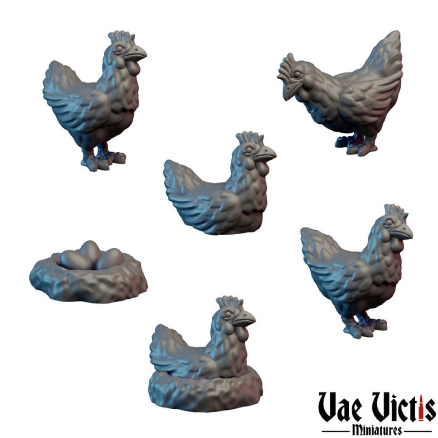 DnD Farm Animals Dungeons and Dragons D&D 28mm 32mm Pigs Miniatures Horse Chickens Cows for Tabletop RPG Fantasy Wargames Scatter Terrain