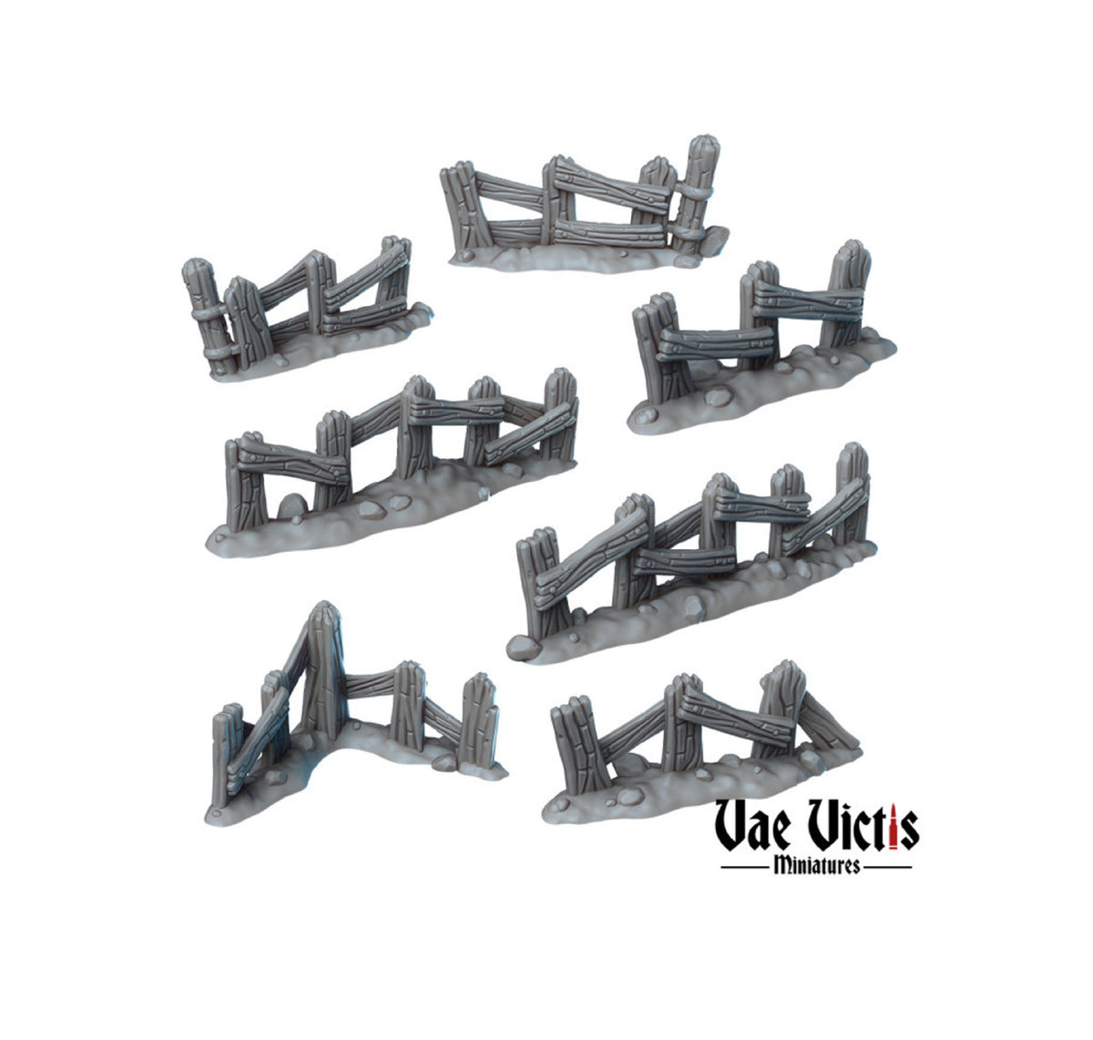 
Wood Fences, Set or Single 28mm 32mm Scale DnD Dungeons and Dragons Village Scatter Terrain Fence Miniatures for Tabletop RPG Fantasy Games