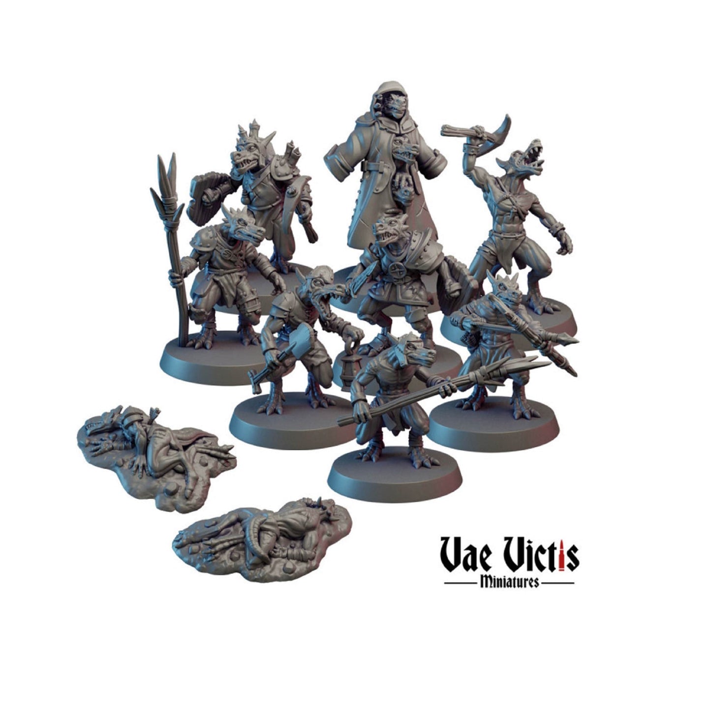 10pc Kobold Miniature Set DnD Dungeons and Dragons Kobold army for Tabletop Wargames Fantasy 3 kobolds trench coat by Vae Victis Miniatures