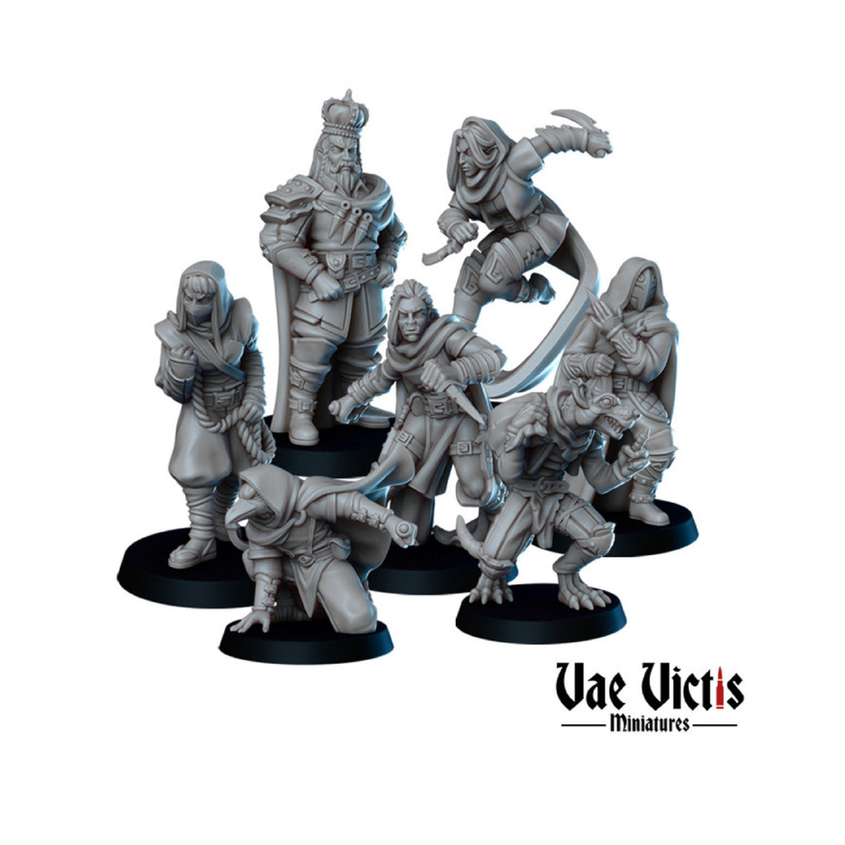 
Thieves Guild Squad set of 7 DnD Miniature Thief Army for Tabletop games, DnD, Dungeons and Dragons, 28mm 32mm by Vae Victis Miniatures