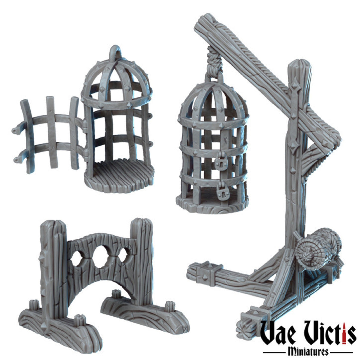 
Prison Miniature set for DnD Dungeons and Dragons 28mm or 32mm Scale Pathfinder TTRPG Wargaming Prison Miniatures Cage Scatter Terrain DnD