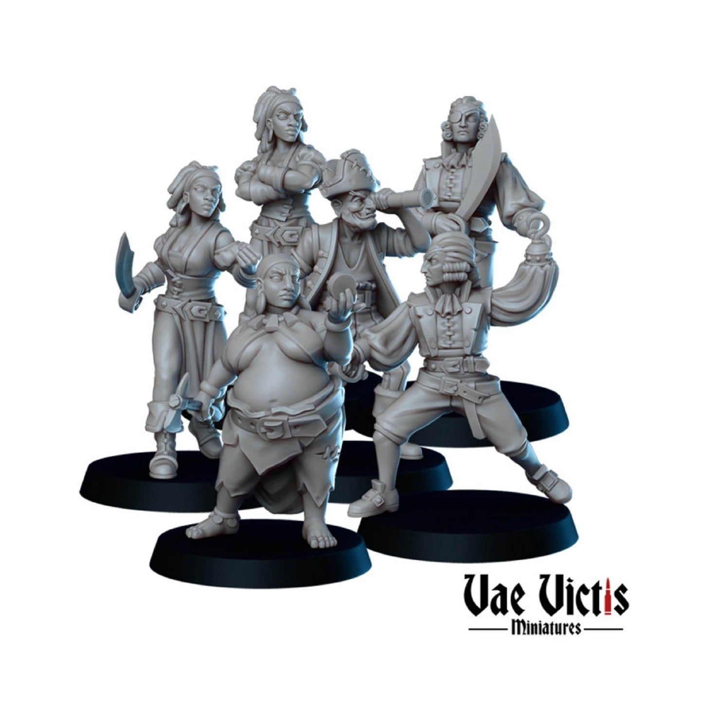 6Pc Pirate Miniature, DnD, Dungeons and Dragons, Explorer Adventurers, Tabletop RPG, Pathfinder, Vae Victis Miniatures