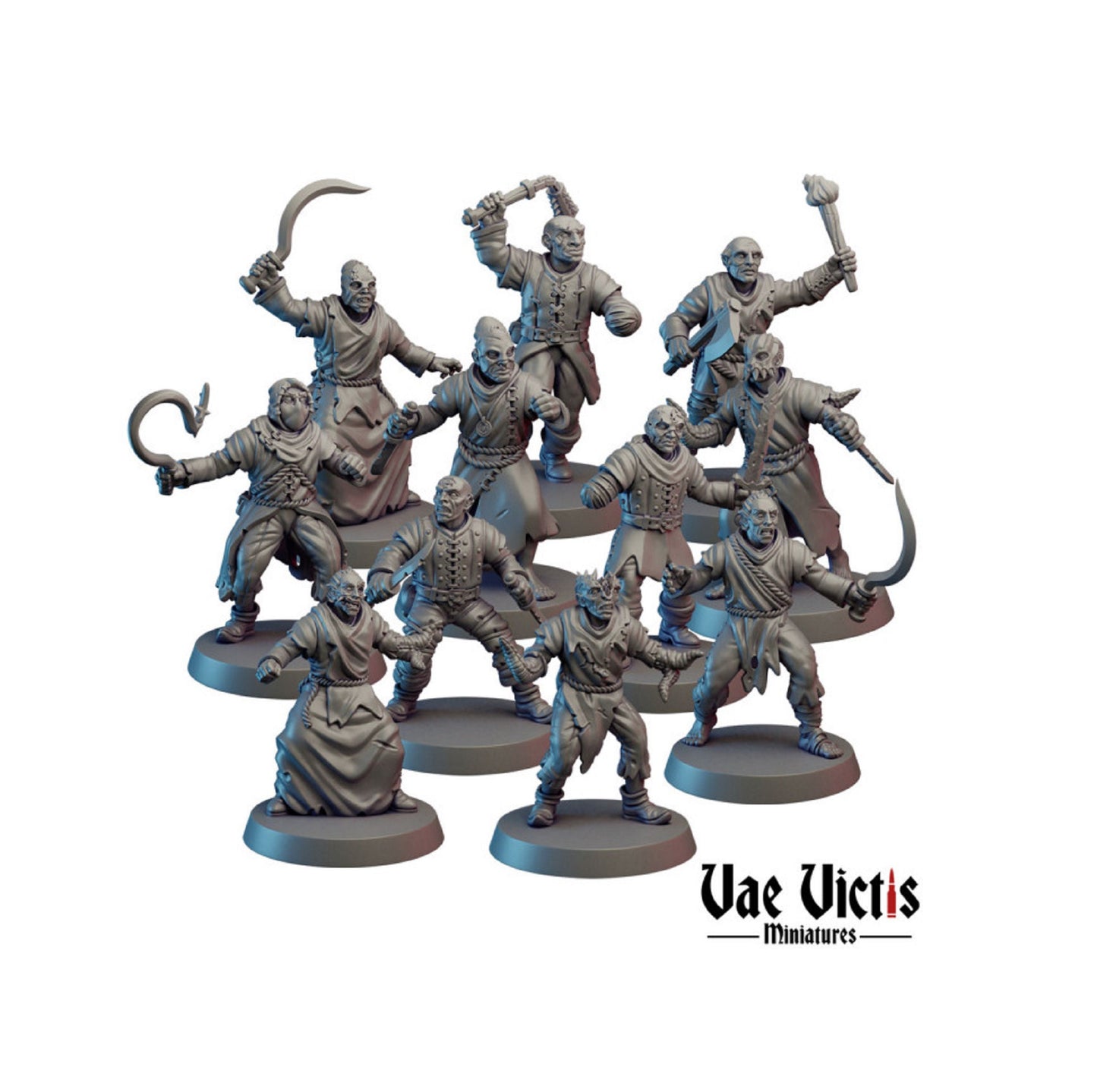 11pc Mutant Cultist Miniatures DnD Dungeons and Dragons Cultist Army for Tabletop games D&D War Games by Vae Victis Miniatures