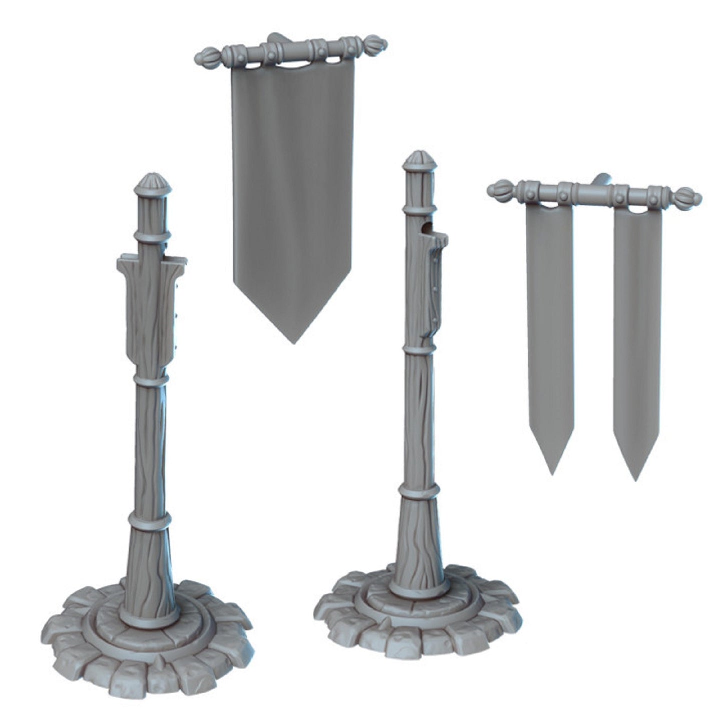 DnD Banners Dungeons and Dragons Scatter Terrain 28mm 32mm TTRPG Fantasy Scenery Pirate Flag Pole Miniature Pirate Scatter Terrain